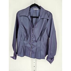 U3 Collection Women's Long Sleeve Button Down Purple Collared Shirt Top Size 1X